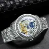 Zwycięzca zegarek na rękę luksusowy księżycowe szkieletowe zegarki mechaniczne złota grawerowane automatyczne mężczyzn zegarek ze stali nierdzewnej Pasek Luminous 230809