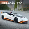 다이 캐스트 모델 카 1 24 Huracan Sto 합금 스포츠카 모델 다이 캐스트 금속 장난감 레이싱 자동차 모델 시뮬레이션 사운드 및 라이트 컬렉션 어린이 장난감 선물 230809