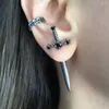 Boucles d'oreilles créoles NCEE gothique Kinitial épée Vintage Cool Punk cristal oreille veste Goth poignard bijoux cadeau pour les femmes