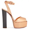 Chunky Platform Women Sandaler Peep Toe Hälen Patentläder stor storlek Hög klackar Summer Fashion Ankle Strap Sh 61 S