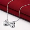Łańcuchy 925 Srebrny naszyjnik Infinity Love Heart łańcuch naszyjniki dla kobiety drobna biżuteria