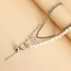 Hänge halsband imitation pärla barock choker halsband för kvinnor tjej geometrisk rund boll lång stav estetiska smycken