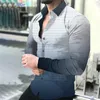 Erkek Tişörtleri Moda Sokak Günlük Trendi Gradyan Renk Uzun Kollu 3D Dijital Baskı Gömlek Büyük Boyut Etnik Baskı Camisa