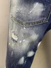 Mens Jeans Fashion Slim Moto Biker High Street Denim Fabric Pants Trendy Casual Hole Spray Paint 9873# 230809