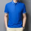 Herrpolos sommar kort ärm polo skjortor affärer casual slim-fit t shirt toppar kläd tee svart gul färg stor storlek 5xl