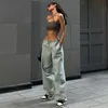 Womens Pants Capris DGLUKE Plain Parachute Y2K Streetwear Drawstring Waist Loose Sweatpants Casual Wide Leg Baggy Trousers 230809