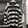 Erkekler Sweaters Siyah Beyaz Stripe Jacquard MM6 Margiela Nakış Süvari Erkekler Kadın Büyük Boy Günlük Sweatshirt Pullover 230809