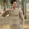 Men's T Shirts T-shirt High Elastic Quality Cotton Spandex Long Sleeve Slim Fit Shirt Male Military Style Clothing Fashion Tee Tops Men