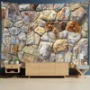 Arazzi Arazzo in pietra vintage 3D Rocce colorate Appeso a parete Arazzi in stile country Panno Camera da letto Soggiorno Dormitorio Decor Coperta da parete