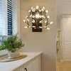 Vägglampa restaurang bakgrund modern kreativ metallljus nordisk guld kristall sconce för vardagsrum sovrum verandan