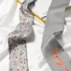 Шарфы ретро французские волосы лук шелк шарф шарф для женской повязки, галстук, галстук с турбанским длинным стримером четыре сезона клетчатые буквы печати