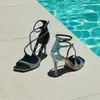 Dress Shoes Cross Ankle Buckle Strap Sandals for Women 2023 Summer Bling Crystal Peep Toe Hight Heels Sexy Thin 230809