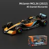 Diecast Model Araba Bburago 1 43 MCLAREN MCL36 C42 -75 RB18 W13 Formül Yarış Arabası Statik Simülasyon Diecast Alaşım Model Araba 230809