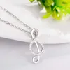 Pendant Necklaces Musical notation pendant real S925 pure silver necklace beautiful AAA perfect zirconium best graduation gift for girl friend