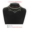 Choker Hollow Korean Sweet Love Heart Necklace For Women Multilayer Crystal Tennis Chain Party Wedding Jewelry