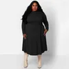 Robes de grande taille WUHE solide côtes tricot printemps femmes robe à manches longues col rond pansement extensible Maxi mode tenue de rue