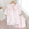 Women's Sleepwear Summer Japanese Pajamas Short-sleeved Shorts Two-piece Set Cotton Crepe Sweet And Lovely Love Home Service Suit