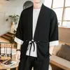 Erkekler Sıradan Gömlekler hırka Erkekler Japon kimono pamuk keten gömlek samuray kostüm giyim ceketi erkek yukata haori ceket artı sizem-5xl