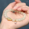 Link Armbanden Natuurlijke Een Jade Kalebas Armband Witte Parel Handstring Ronde Kralen Cadeau Voor Vriendin En Vrouw