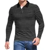 2022 T-Shirt Men Cotton T Shirt Casual Long Sleeve Striped Tshirt Mens Brand Slim Fit Tee Shirts
