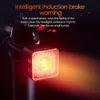 Cykelbelysning Ny Intelligent bromsstransljus USB -laddning Vattentät ridljus cykel Hög lumenfront och bakre lampor Bicycle -strålkastare HKD230810