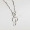Pendant Necklaces Musical notation pendant real S925 pure silver necklace beautiful AAA perfect zirconium best graduation gift for girl friend