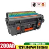 防水ケース12V 200AH LifePo4バッテリー12.8VソーラーRVカーゴルフカタマランヨットセーリング船 + 20A充電器用