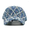 Casquettes de baseball femmes chapeau déchiré strass Denim casquette de Baseball Snapback dames Kpop mode imprimé léopard culminé réglable chapeau de soleil Gorras