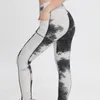Pantalon actif Tie Dyed Yoga pour les femmes avec des collants à bulles de poche Taille haute Push Up Sports Gym Leggings Femmes Fitness Sportswear 2023