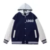 2022 New Wholesale Blank Bomber Jacket For Men Unisex Baseball Varsity Jacket And Hoodies With Hood Custom Printing