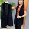 Garnitury damskie 2023 Średniej długości czarna kamizelka bez rękawów Summ w stylu zagraniczna moda moda swobodna kurtka modyfikowana żeńska najlepsza rozmiar 6xl