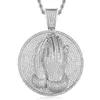 925 Silver 10K Solid Gold Moissanite Hip Hop Jewelry Jesus Pieces Micro Pave Iced Praying Hands Pendant