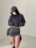 Kadın Ceketleri Kadın Boyun Boyun Fermuar Çizme Bel Gevşek Uzun Kollu Kısa İş Pizeks Ceket Üst Seksi Kore 5DXC 230810