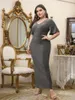 Plus Size Dresses Add Elegant Surplice Neck Ruffle Trim Bodycon Dress