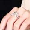 Band Rings Trendy 925 Sterling Silver Ring Women Jewelry Luxury Crystal Butterfly Rings For Lady Wedding Finger Accessories Rose Gold Bijou