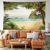 Tapestries Sea Beach Tapestry Tropical Ocean Wall Hanging Palmt Trees Tapestries Island Wall filt Tyg hem sovrum vardagsrum Dekor R230810