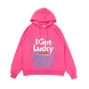 Men's Hoodies Mens 2023 Unisex Pink Letters Print Sweatshirts Autumn Loose Hoodie Pullover