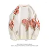 Herrtröjor Autumn Winter Loose Casual Butterfly Jacquard Jumpers Trend förtjockad japansk streetwear tröja