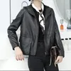Women's Leather Casual Hooded Sheepskin Coat Women Korean Fashion Spring Autumn Loose-fit Short Black Genuine Jacket 2024