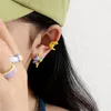 Backs Coldings Ins 1PC w stylu koreański żółty emalia księżyc dla kobiet klip z mankietu do uszu na nie piercing Y2K Jewelry Akcesoria Prezent