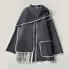 Womens 21FW Toteme Single-Breasted broderi Tassel Scarf ull Löst rockar