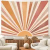 Tapeçarias vintage sol tapeçaria bohemia pendurado na parede arco-íris nascer do sol pôr do sol arte abstrata hippie decoração para dormitório sala de estar quarto berçário