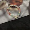 Pulseira de miçangas coloridas de temperamento vintage de cerâmica bola de arroz para meninas acessórios femininos