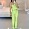 Frauen Zwei Stück Hosen 2023 Sommer Zwei-stück Anzug Bh Sling Rüschen Saum Top Hohe Taille Gerade Hosen mode Lässig Set Y2k