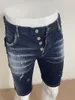 Męskie dżinsy 2023SS Summer jean Shorts Man Fashion Deep Blue Hole Patch Tide Micro-Bunce Pięć punktów