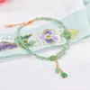 Enkelbandjes Chinoiserie Vintage Elegante Dongling Jades Hanger Anklet Premium Textuur Lichtgroene Agaat Kralen Strand