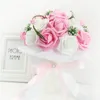 Decorative Flowers Wreaths YO CHO Bride Holding Flowers Romantic Wedding Colorful Bride 's Bouquet White Red Pink Champange Bridal Bouquets Artificial Rose 230809