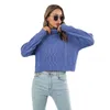 Women's Sweaters Solid 2023 Twist Turtleneck Short Sweater Women Loose Ladies Autumn Winter Tops Long Sleeve Knitted Soft Warm Pullover