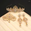 Necklace Earrings Set Dicai Wedding Jewelry Women's First Bridal Crown Hair Crystal Brooch Sets Accessories