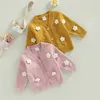 Jackets Kids Girls Sweater Long Sleeve V Neck Button Closure Flower Winter Warm Knit Cardigan R230810